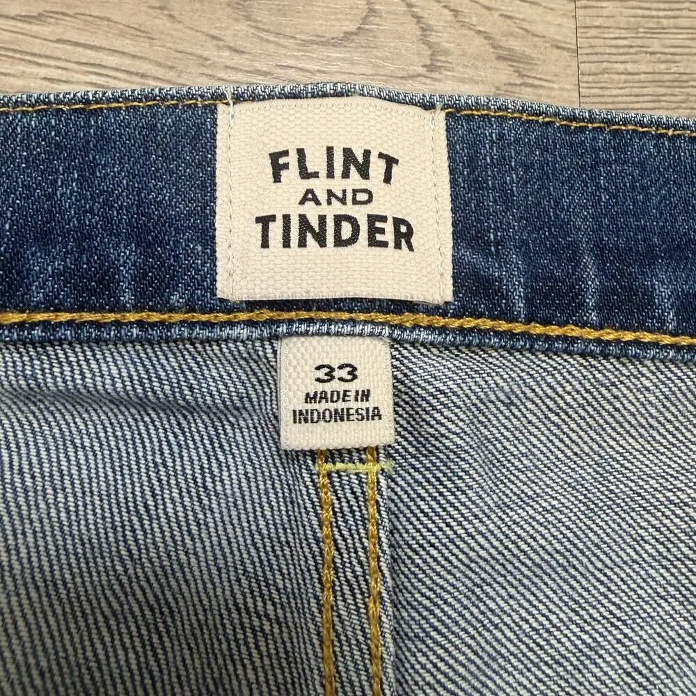 Flint and Tinder Jeans Mens 33x32 Slim Fit Blue Denim Light Wash Stretch